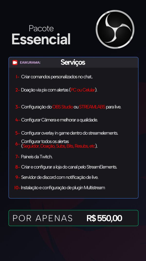 Pacote essencial OBS